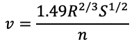 Manning's formula calculation.