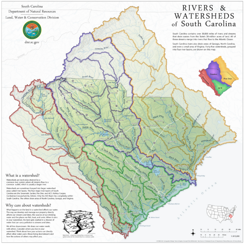 Map of SC rivers and watersheds.