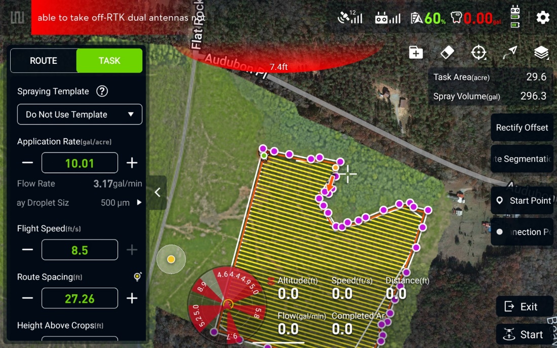 A screenshot of the drone controller map and screen layout.